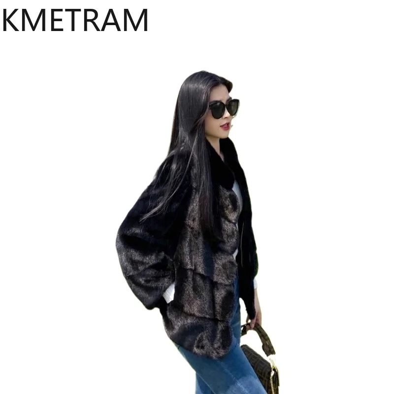 

KMETRAM Natural Mink Fur Coats Fashion Slimming Women's Winter Jacket Short Black Woman Clothing 2025 New Outerwears ropa mujer