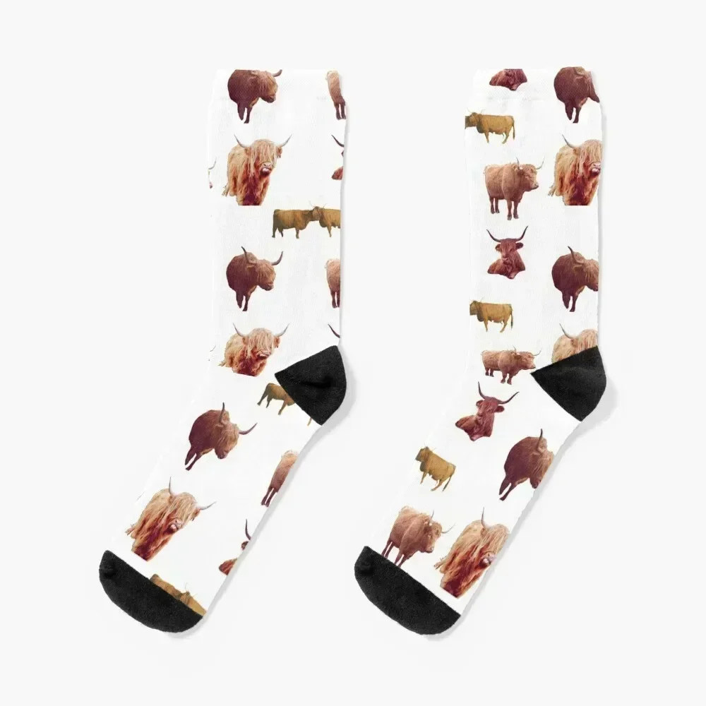 

Набор наклеек Highland Scottish Cow, носки с яркими подвязками, спортивные походные ботинки, подарки, женские носки, мужские