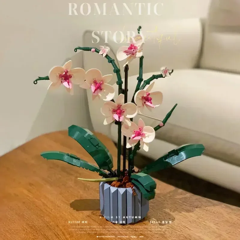 MOC Orchid Bouquet Block flower Potted Building Blocks Fit 10311 Romantic Kit Assembly Building Toy Girl Gift First Love