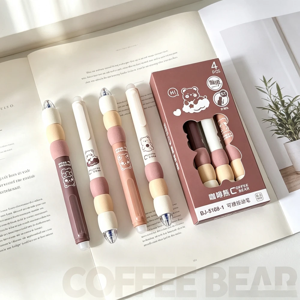 14 Pack Kawaii Bear Erasable Pen, Comfort Soft Grip Thermal Retractable Gel Pens, Smooth Ink for Student Drafting Office Writing