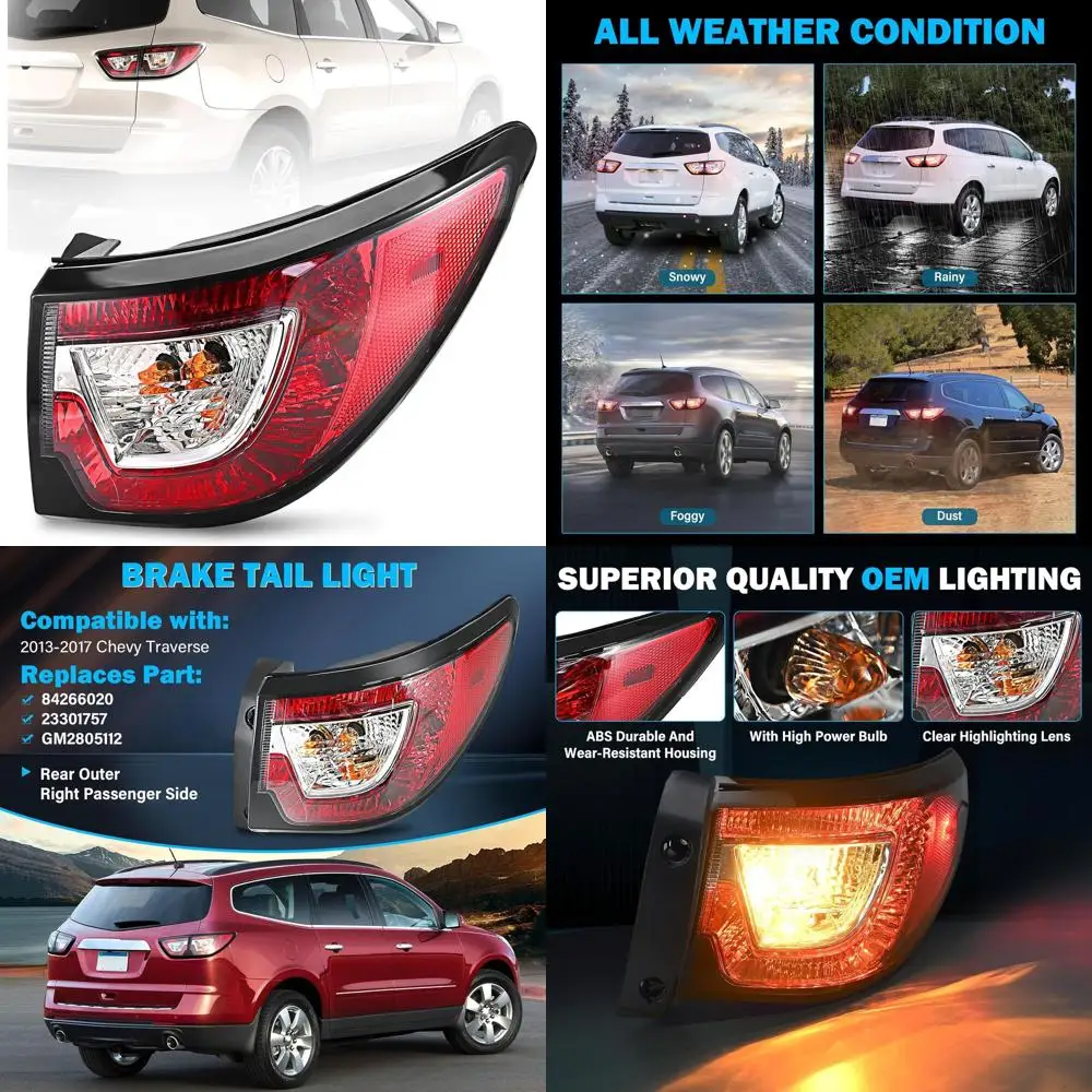 

2013-2017 Chevy Traverse Right Side Rear Tail Light Assembly - Halogen, Fits Passenger Side