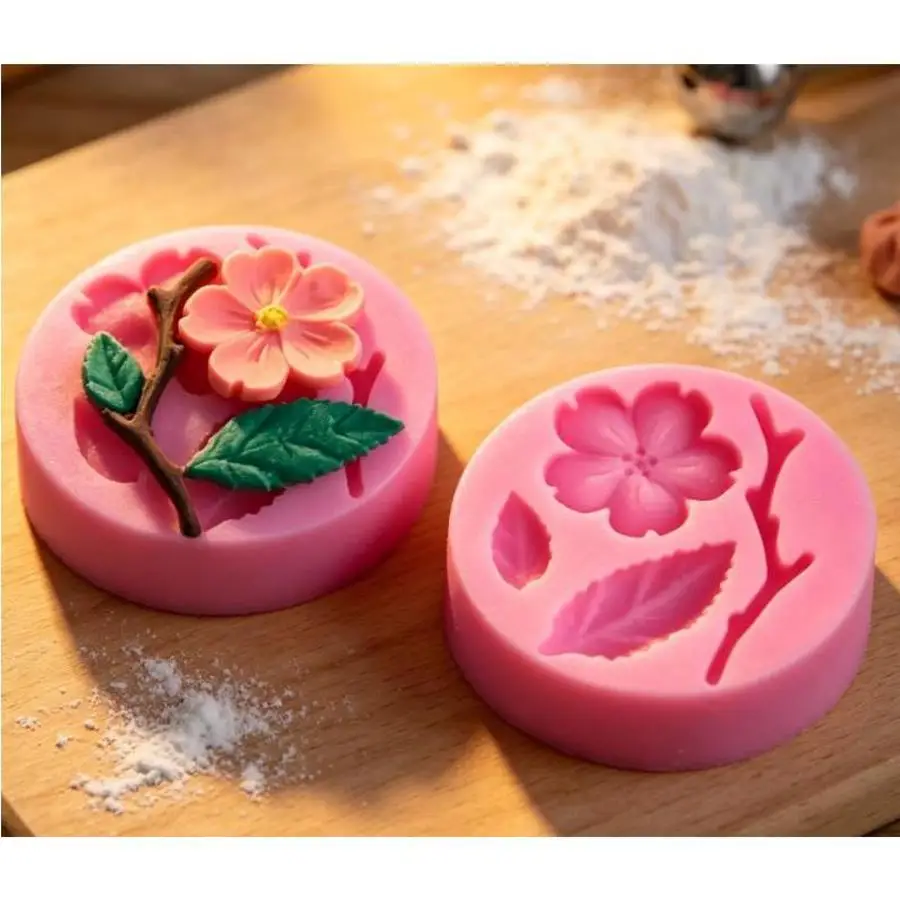 1 Pcs Creative Peach Cherry Blossom Silicone Mold Assembled Design For Aromatherapy Plaster Epoxy DIY Kitchen Cake Baking Tools