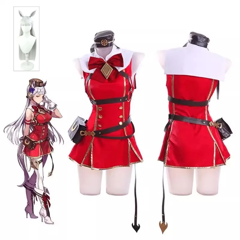 

Gold Ship Cosplay Costume Umamusume Pretty Derby Tracen Academy Race Outfit Full Set Sleeveless Dress for Women Halloween