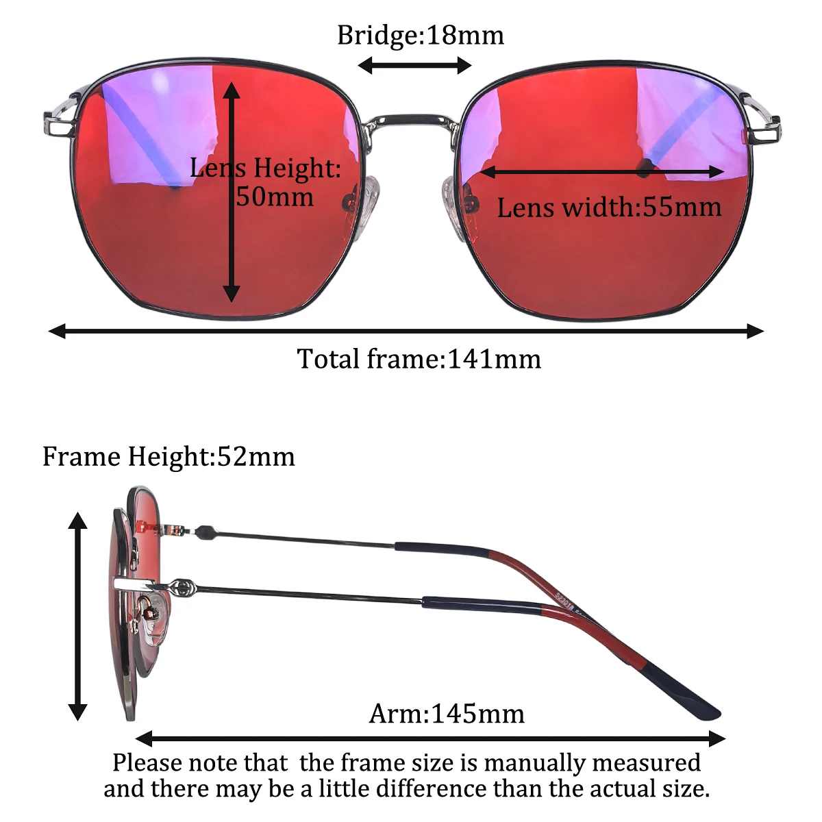 SHINU better Sleep Rote Linse Blaulicht-blockierende Brille Herren-Gaming-Brille mit orangefarbenen Gläsern, blaues Lichtfilter, Metallrahmen – Detail 12