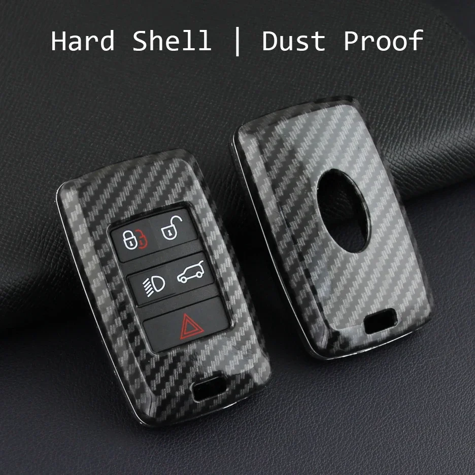 Carbon Fiber Car Key Fob Cover Chain Case For Land Range Rover Sport Evoque Velar Discovery Defender 90 110 130 Jaguar XE XF