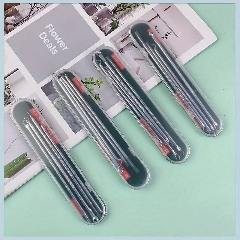 Blackhead Acne Needle Set 4-Pack Pimple Extractor Tool Kit Pore Cleaner Comedone Remover for Face Skin Care Beauty Women view 6