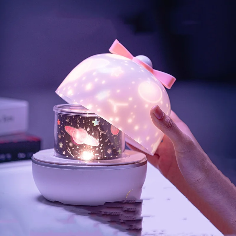 LED NightLight Projection Light Crown Star Night Light Birthday Ambience Light Rotating LED Light Bedroom Projection NightLight