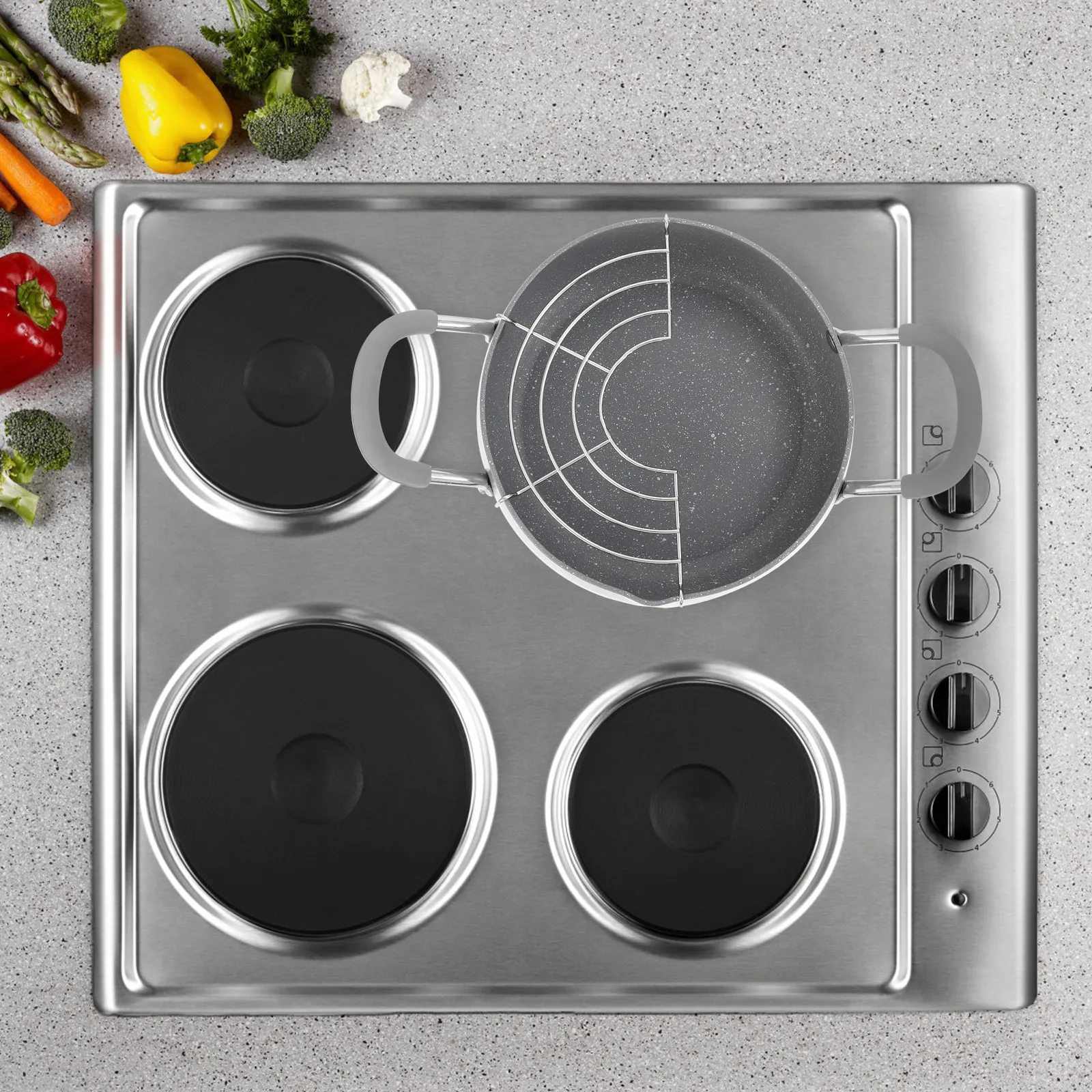 

1Pcs Compact Tempura Frying Pot Food Grade Steel Deep Fryer Pan Easy Clean Non Stick Portable Frying Pan with Heat Resistant