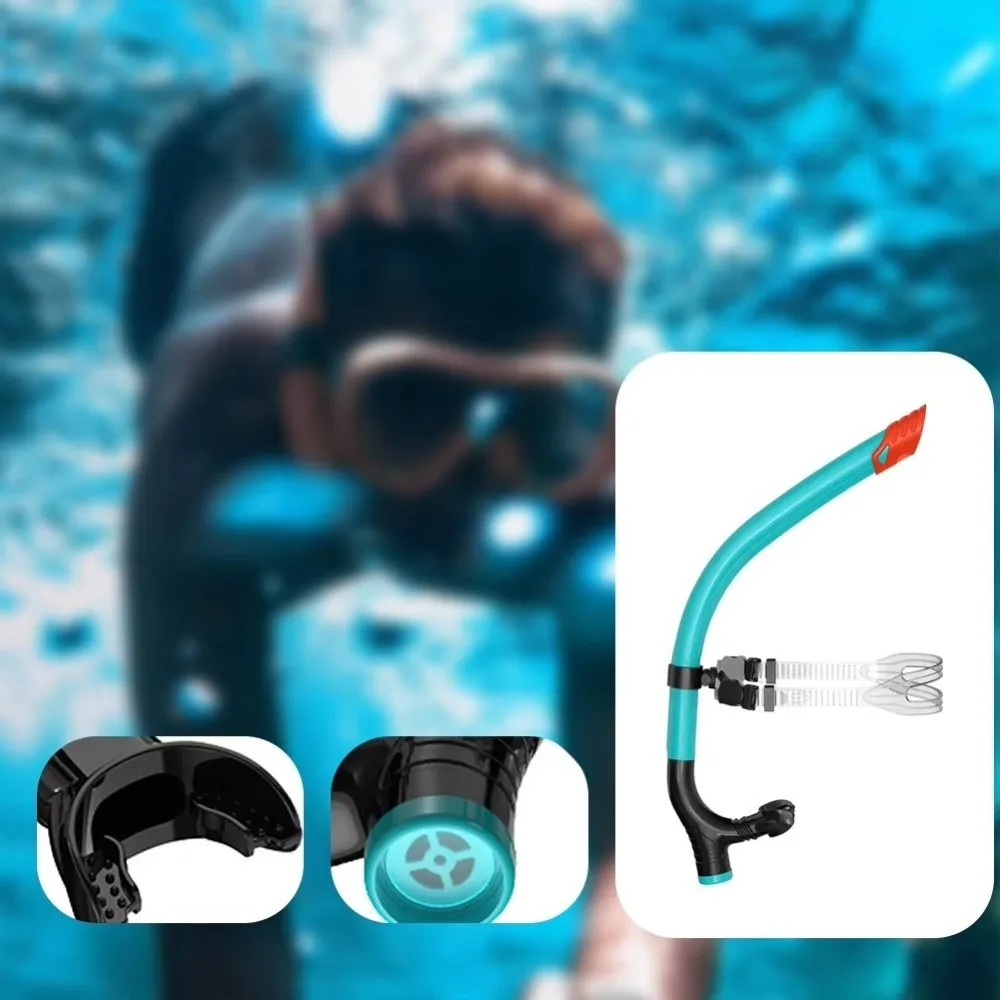Silicone Mouthpiece Swimming Snorkel Semi-Dry Top One-Way Purge Valve Front Snorkel Front Dry Design Snorkel Tube