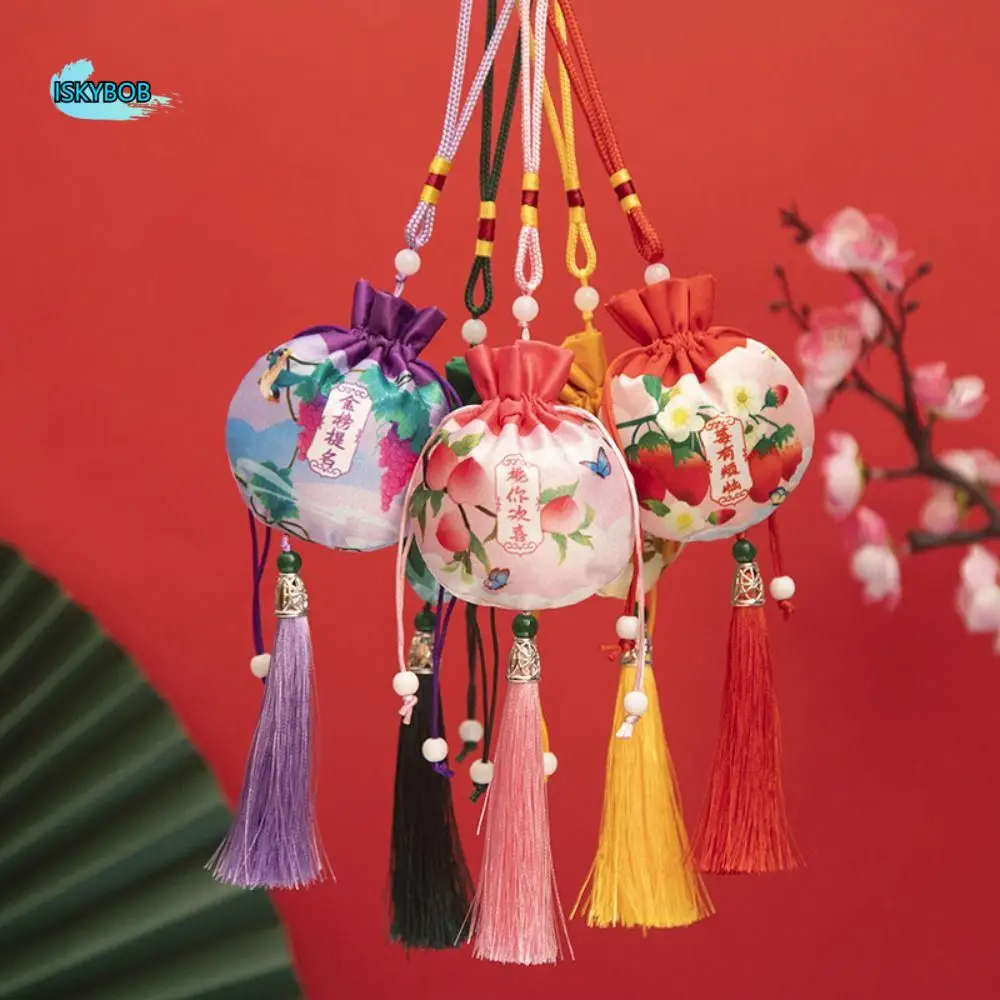 

Fruit Printing Women Sachet Tassel Hanging Chinese Style Sachet Bedroom Decoration Graduation Gift Jewelry Storage Bag Ladies
