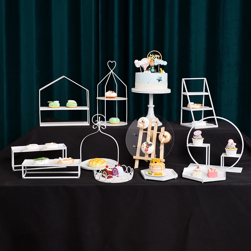 European-style white wedding dessert table ornament display stand cake tray set cold meal tea break afternoon tea snack