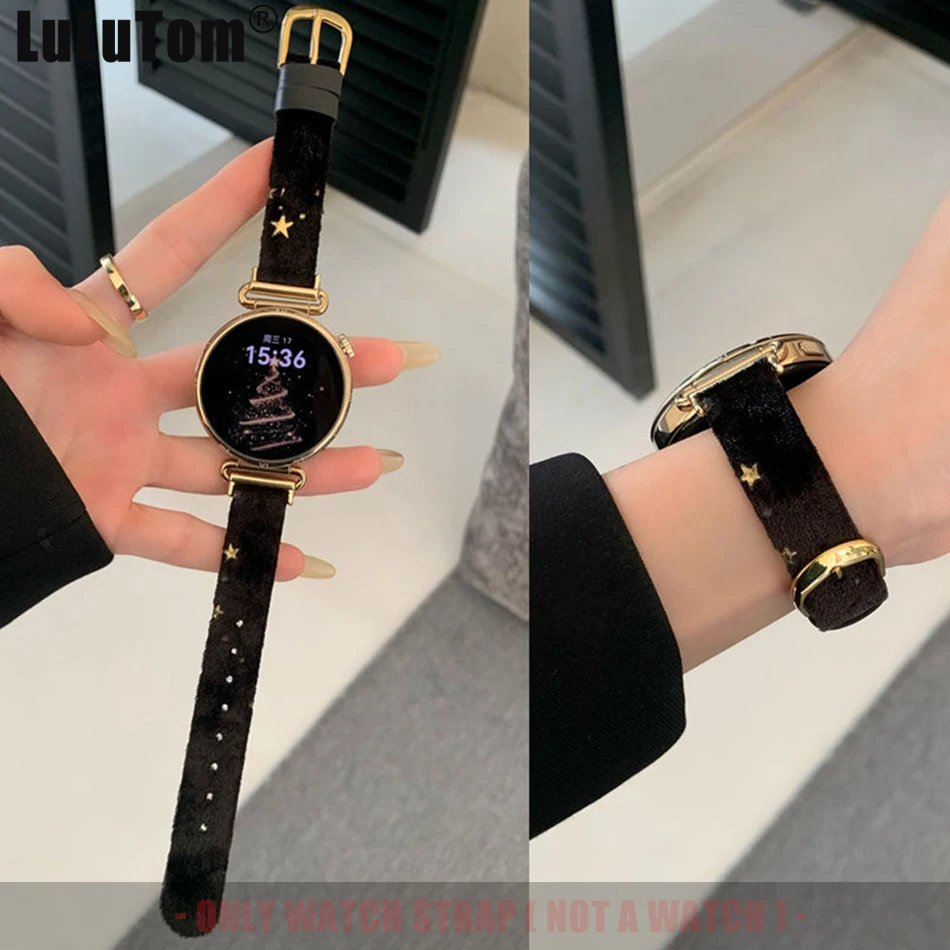 

Ins Velvet Leather Watch Band for Samsung Galaxy Watch 8 Ultra 7 6 5 4 40/44/47mm Huawei GT 5 4 3 Pro 41/46mm Straps 18/20/22mm
