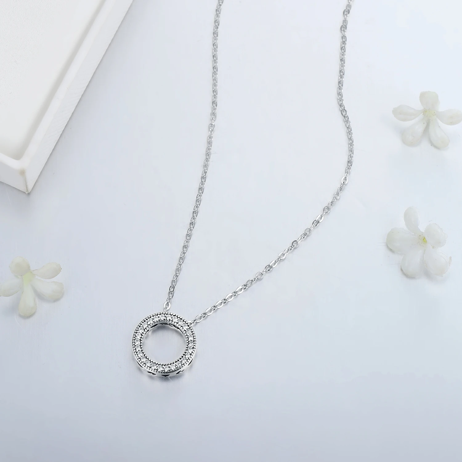 Modian romantyczny prawdziwe 925 Sterling Silver moda okrągłe serca naszyjnik dla kobiet fantastyczne życie naszyjniki biżuteria ślubna prezent — zdjęcie 6