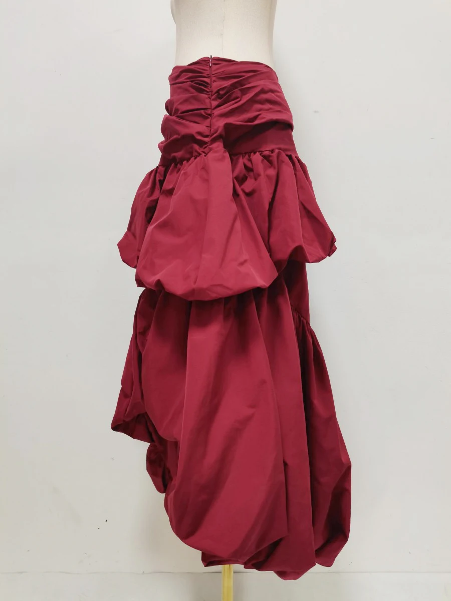 TWOTWINSTYLE Patchwork Folds Irregular Skirts for Women High Waist Solid Loose Minimalist Skirt Female Fashion Clothing New 2026