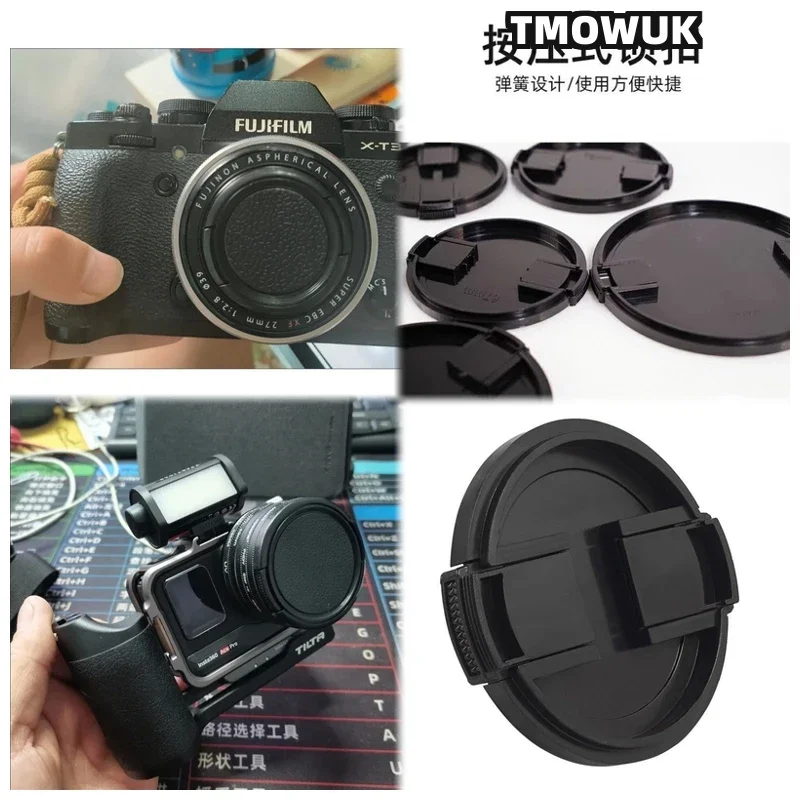 For FUJIFILM X-H1 X-T60 X-Pro4 X-A20 X-T5 X-M5 X-E5 X-T200 X-T3 X-S10 Camera Lens Cap Protective Cover Center Pinch Snap-on 49mm