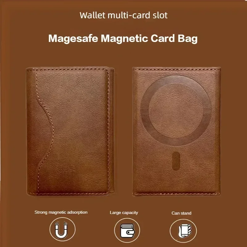 For Magsafe Magnetic Leather Wallet for IPhone 15 14 13 12 11 Pro Max S24 S23 S22 Ultra Phone Card Bag Holder Case Accessories