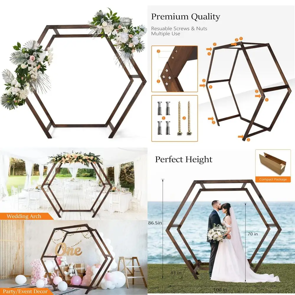 

Деревянная свадебная беседка Vingli на 7 футов, церемониальная арка, герметичная подставка для фотофона для вечеринок и садовых украшений