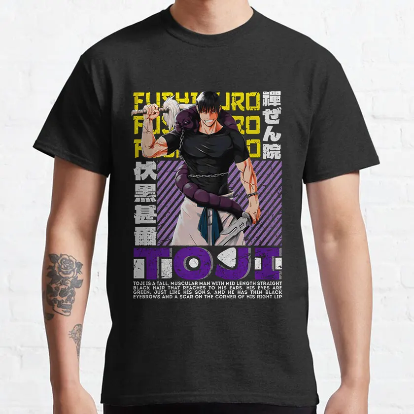 

Jujutsu Kaisen Series Print Fushiguro Toji graphic t shirts 100% Cotton O Neck anime T-Shirts large size Streetwear tops