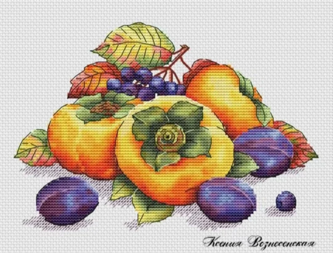 Persimmons and Blackcurrants 30-23 Embroidery Kits,Cross Ktitch Kits,Cotton Frabric DIY Homefun Embroidery Needle Work
