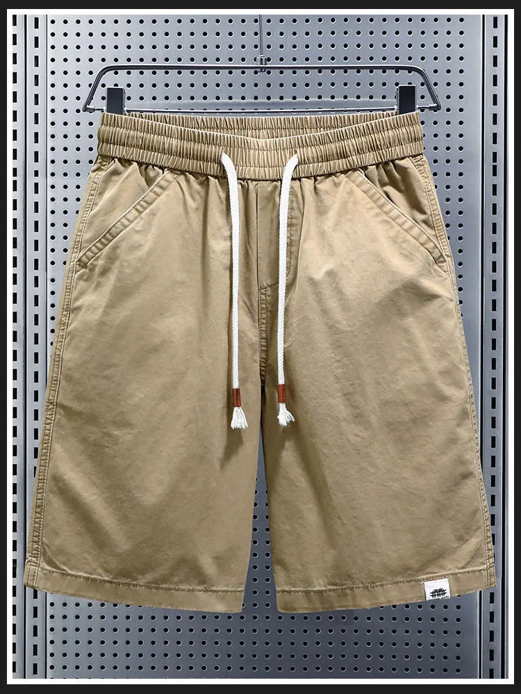 

Men's Summer Workwear Shorts Loose Straight Leg Casual Elastic Waist Mid-Cut American Style Thin Five-Quarter Length Pants