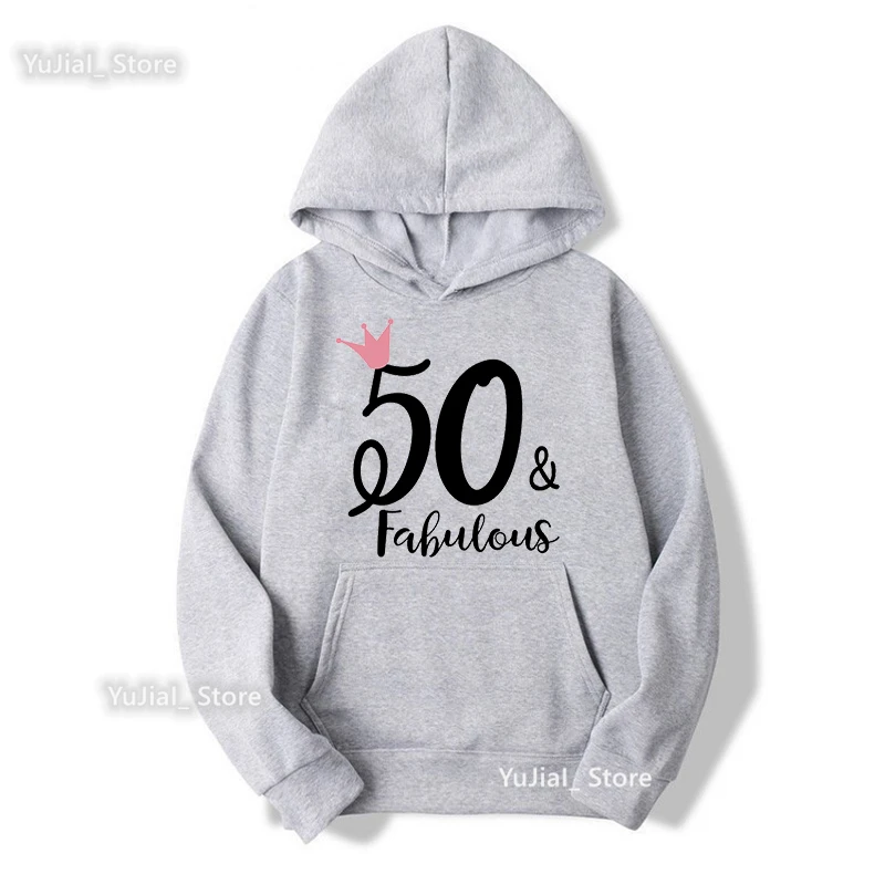 

New Arrival 2022 30th/40th/50th/60th Fabulous Print Hoodies Women'S Clothing Pink/White/Gray Sweatshirt Femme Fashion Tracksuit