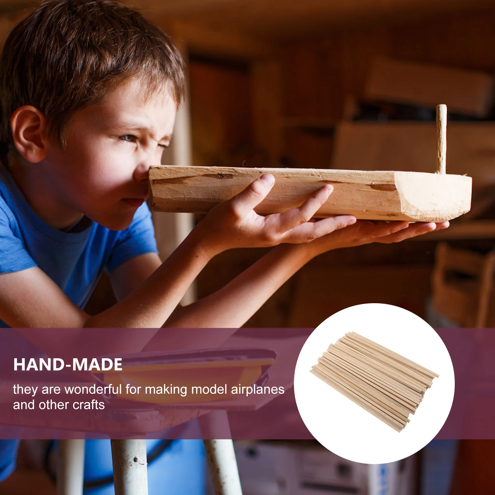 

50Pcs Square Wooden Sticks Premium DIY Handicraft Material Natural Wood Texture Creative Batten Square Wooden Sticks