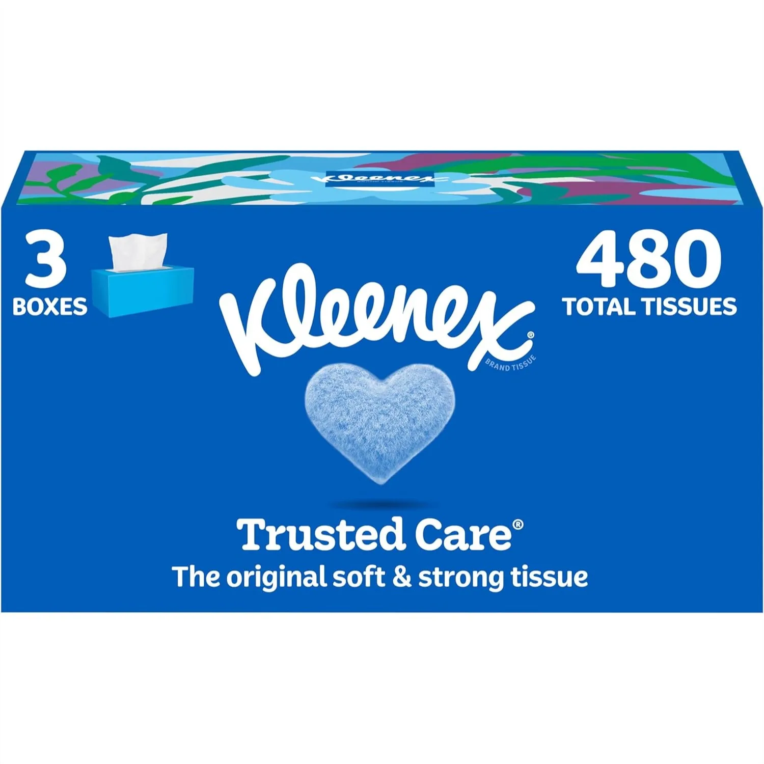 

Facial Tissues, 3 Flat Boxes, 160 Tissues per Box, 2-Ply, Soft & Strong for Everyday Use
