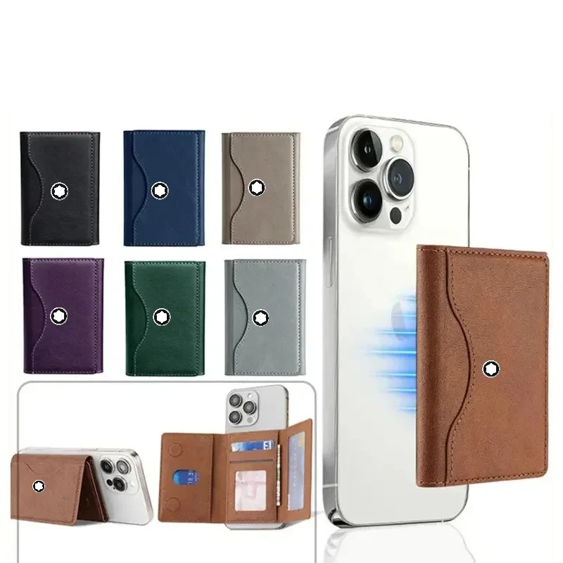 

Higth End Businsee Sle Magnetic Folding Wallet Card Holder Leather Case for Magsafe IPhone 17 16 Samsung Huawei Stand Cover Bla