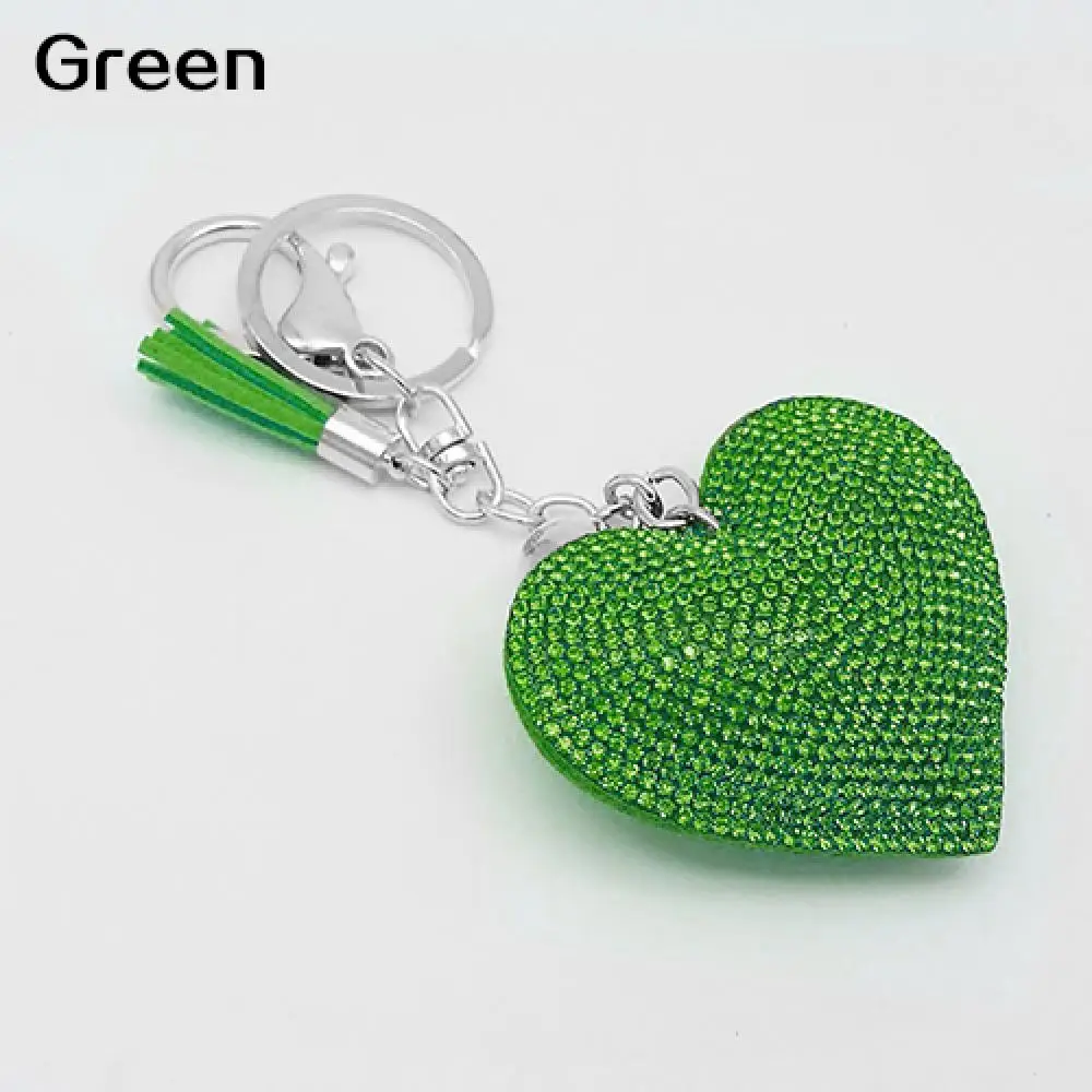 Tassels Love Heart Keychains Charming Romantic Dazzling Rhinestone Love Heart Key Chain Bags Pendant Car Keyring Jewelry Gift