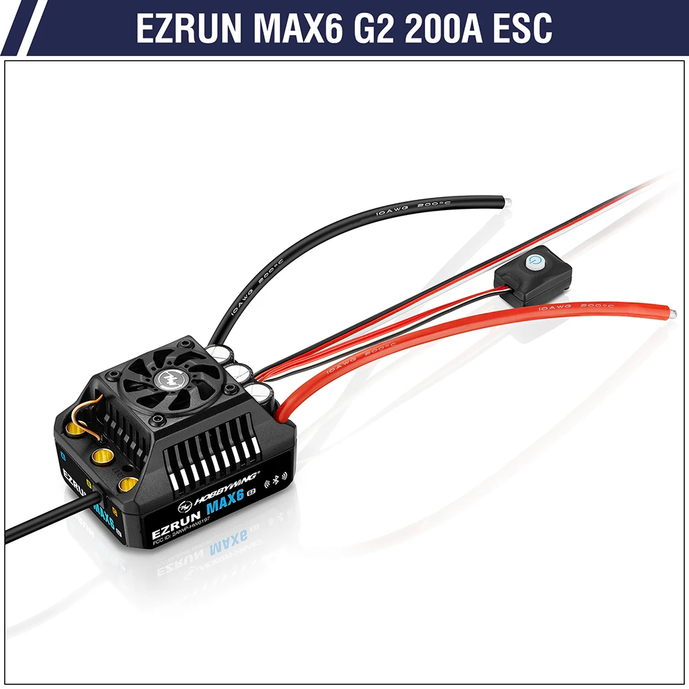 HOBBYWING EZRUN MAX6 G2 ESC 200A Waterproof Brushless 3-8S Lipo 4990 1650KV G2 Motor Combo Set for 1/6 1/7 1/8 RC Car