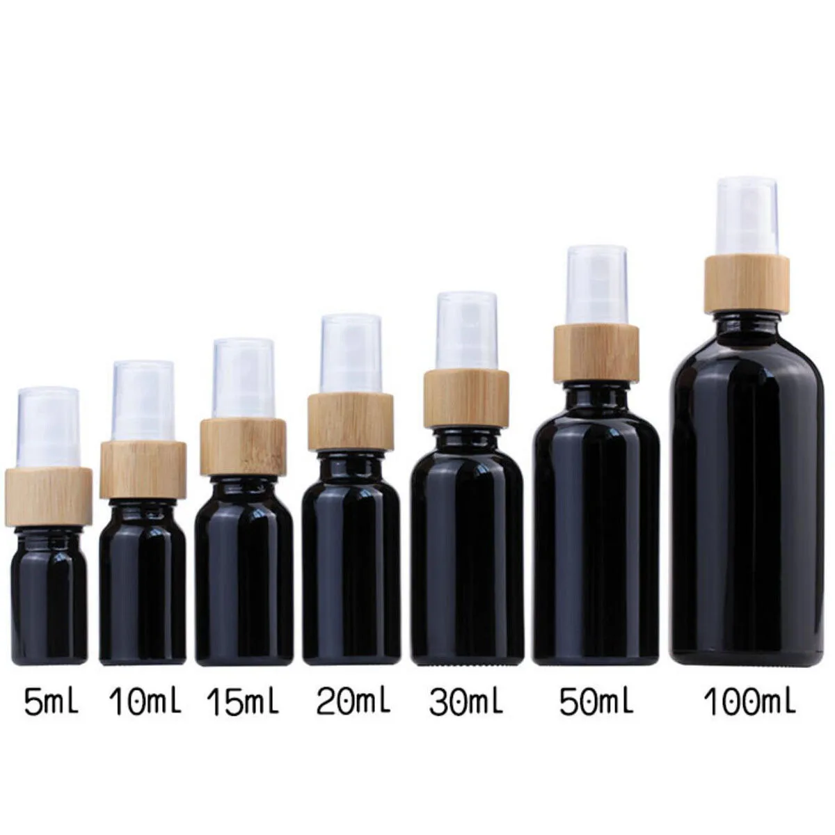 5X10X Empty Glass Spray Bottles Fine Mist Sprayer Natural Bamboo Wooden Atomizer for Perfume Oil 5/10/15/20/30/50/100ml Refill
