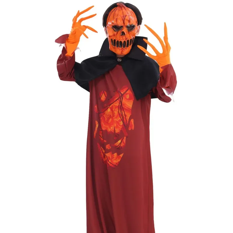 악마 호박 파티 역할 놀이 의상 재미 있은 어린이 할로윈 의상 장갑 마스크 세트