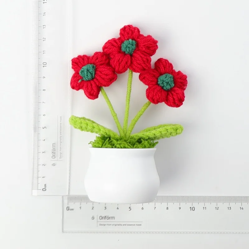 نباتات محشوة سانتا كلوز اليدوية الكروشيه محبوك الزهور الأواني الجدول ديكور المنزل هدايا عيد الميلاد عيد الميلاد للأطفال
