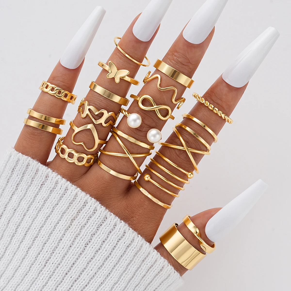 Boho Gold Color Simple Zircon Earring Clip Ring Bracelet Necklace Fashion Jewelry Set For Women Elegant Daily Wear Dating Gifts