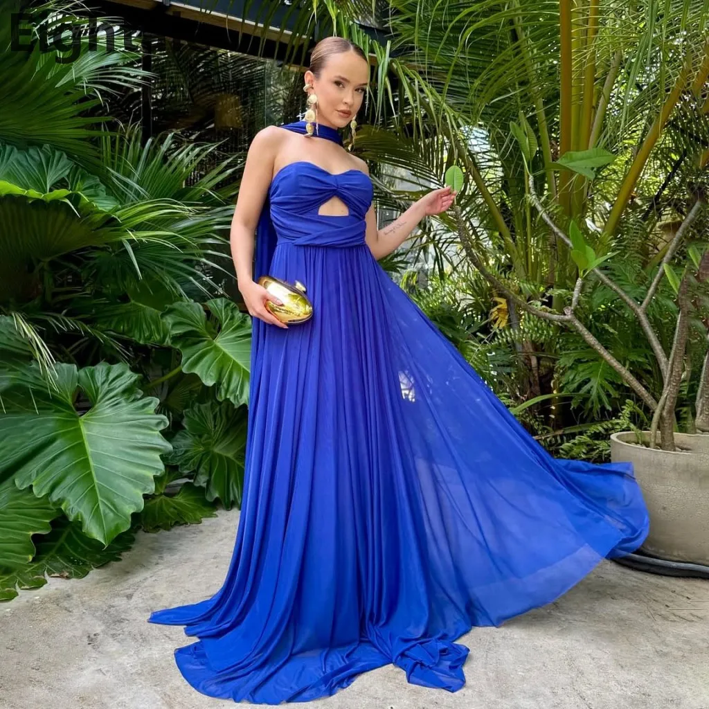 

Eightale 2025 королевское синее шифоновое вечернее платье макси с запахом, платье для выпускного вечера в Саудовской Аравии, вечернее платье в Дубае по индивидуальному заказу