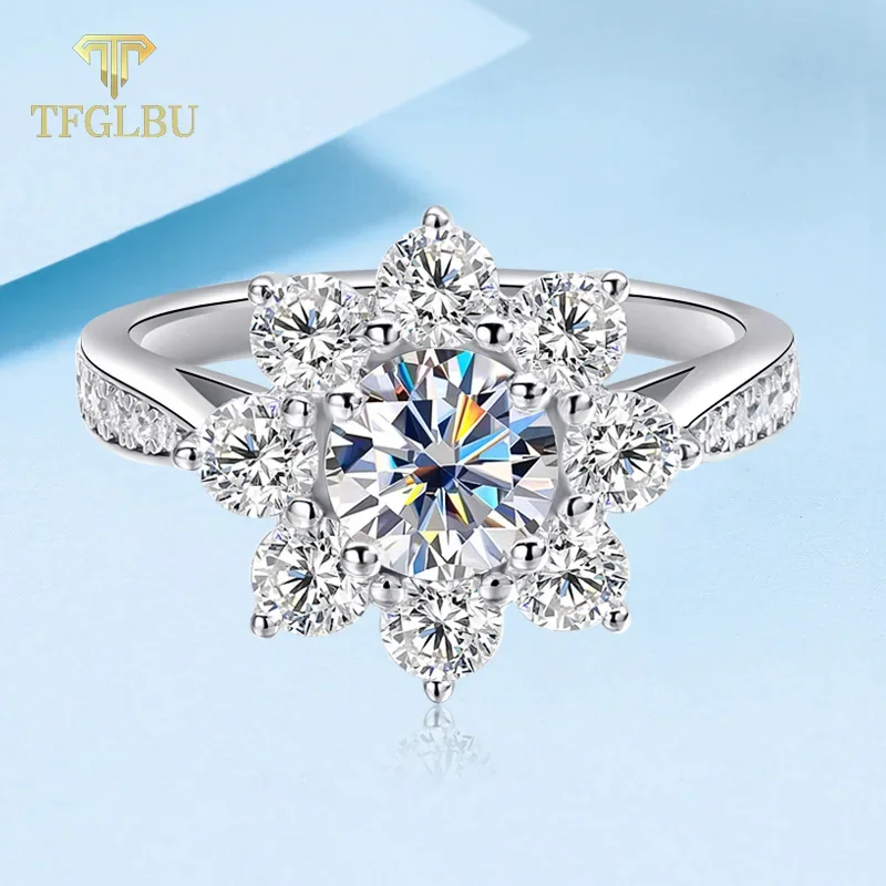 

TFGLBU 0.8CT D Color Excellent Cut Moissanite Ring S925 Sterling Sliver White Gold Plated Wedding Engagement Rings for Women