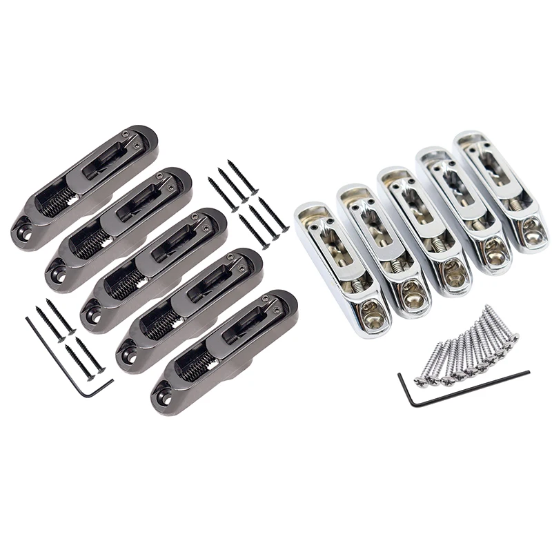 Guitar Bridge Sadlles Single Individual Bridge Saddles Tailpiece Set For 5 String Electric Guitar Bass Parts