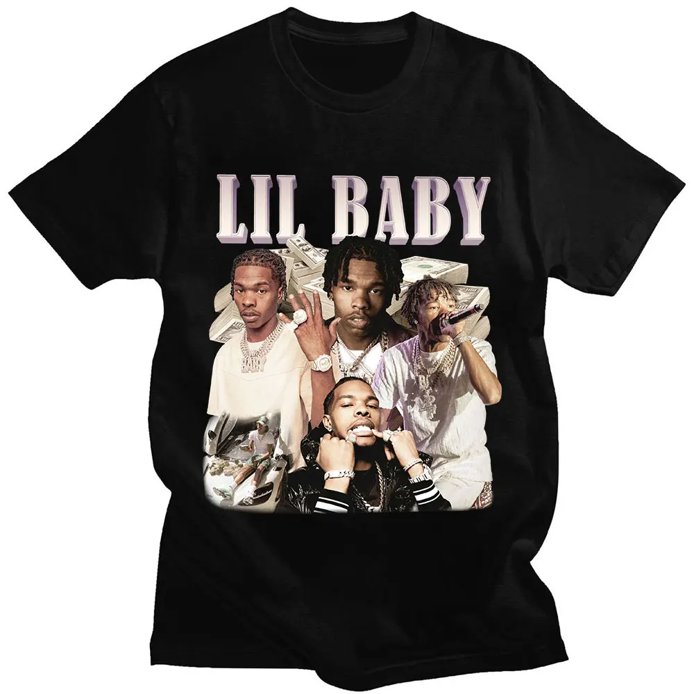 Hip Hop Rapper Lil Baby T Shirt Vintage Graphic Tee Shirt Oversized Cotton Short Sleeve T-shirts Streetwear Harajuku Streetwear