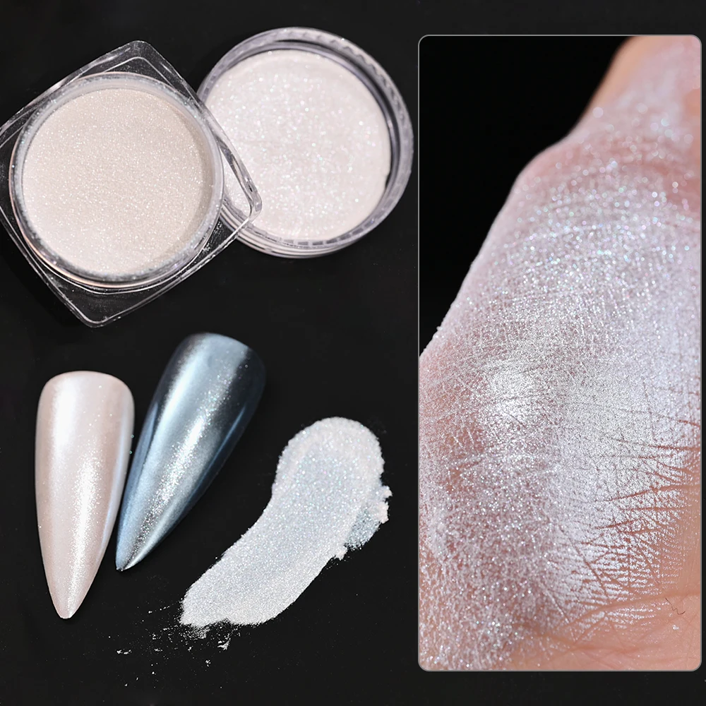 1/2pc perlweiß Meerjungfrau Aurora Chrom Nagel pulver Metallic Neon Regenbogen Staub Nail Art Gel politur liefert Spiegel Chrom Pulver
