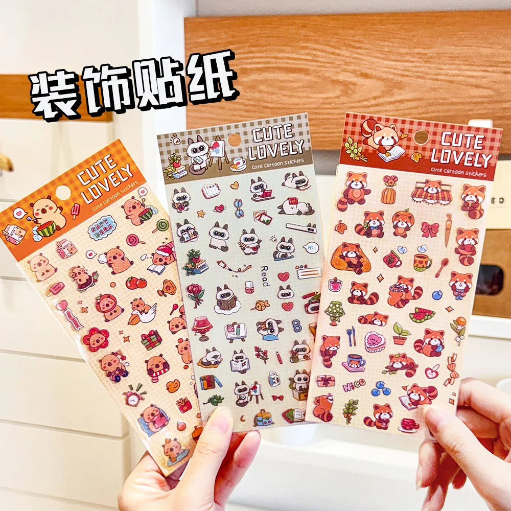 

Наклейки с мультяшными животными, материалы для детского творчества и декора, наклейки для школьников, милые наклейки с капибарами