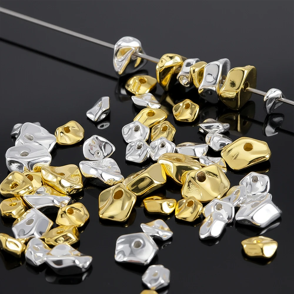 

10Pcs 18K Gold Color Plated Brass Irregular Spacer Bead Separator For DIY Bracelet Making Loose Bead For Jewelry Making Findings