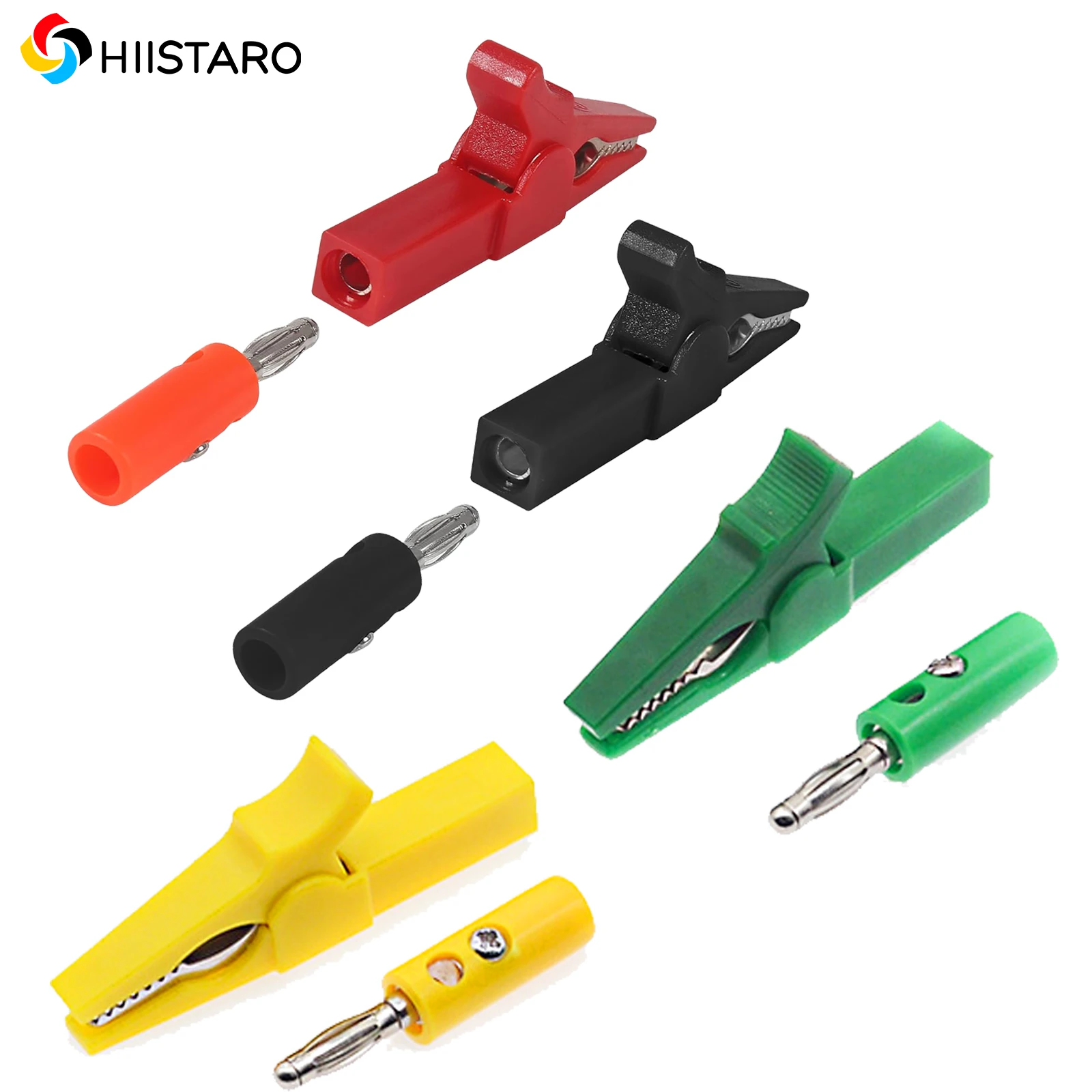 

4sets 55mm Alligator Clip Test Plug Probes with 4mm Banana Plug Cable Clips for Electrical testing Accessories