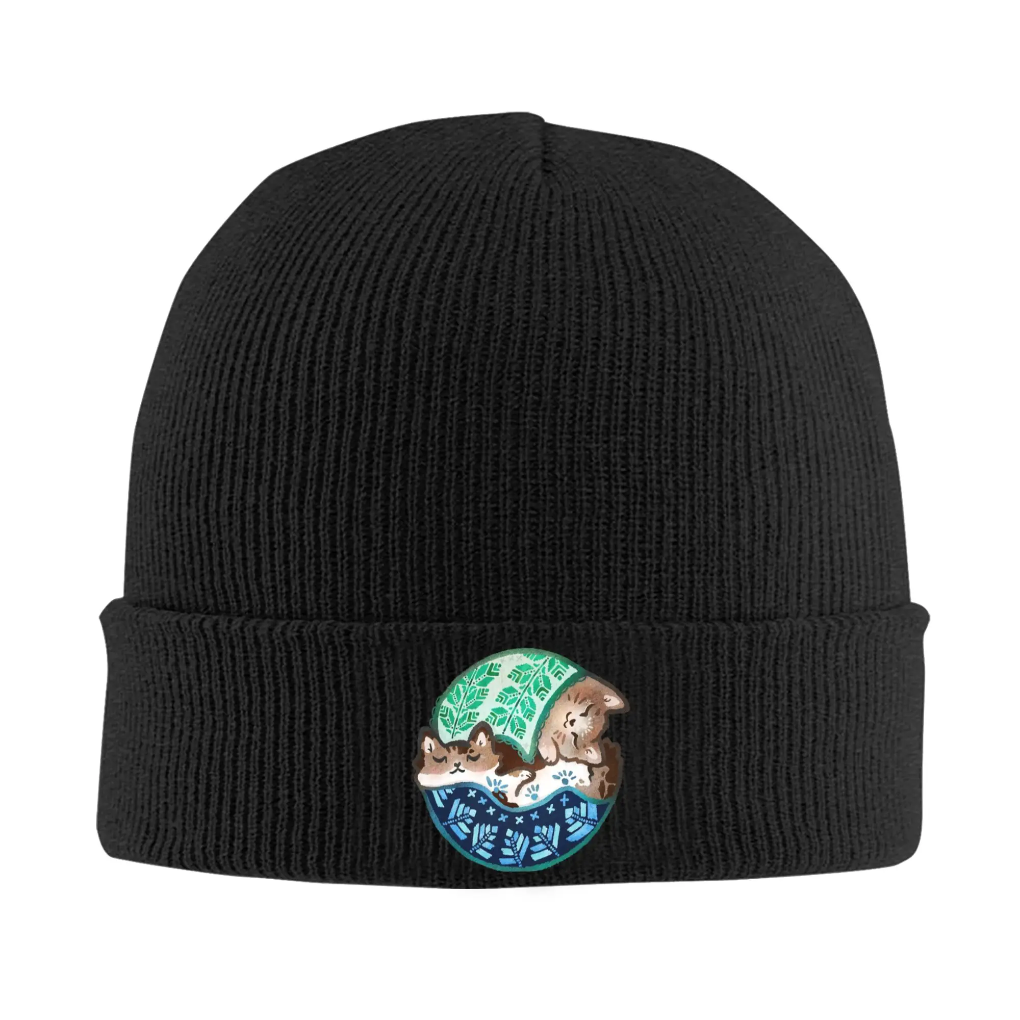 Palestina lindo sombrero de gato Otoño Invierno gorros gorra cálida mujer hombre acrílico Skullcap