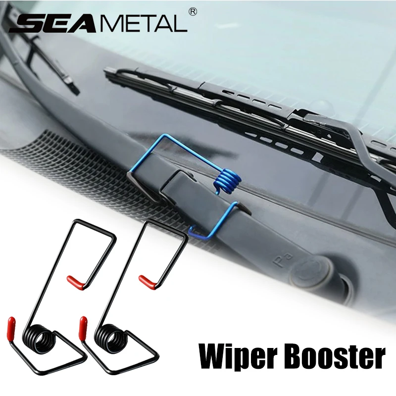 SEAMETAL 2Pcs Windshield Wiper Booster Spring Universal Wiper Fastener Reduce Noise&Vibration Aniti Sratch Rubber Wiper Gripper