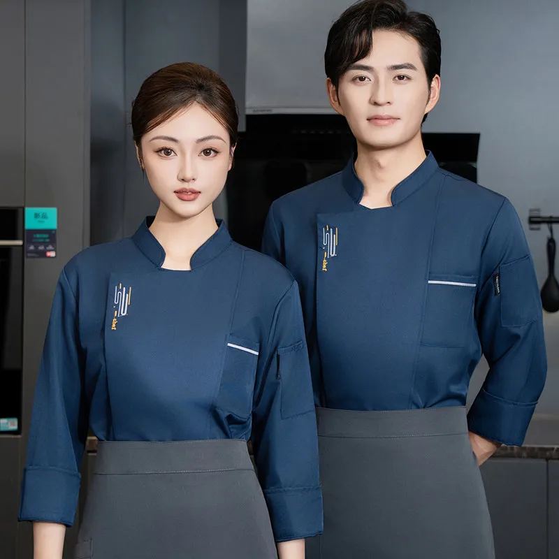 Vêtements de Chef pour hommes et femmes, uniforme d'hôtel de Restaurant occidental à manches longues, veste de Chef d'automne et d'hiver, manteau, vêtements de cuisine de serveur