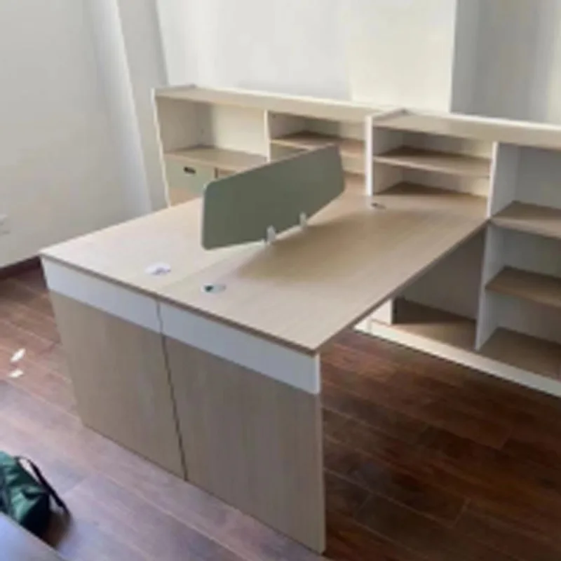 Multi-person office computer desk combination, workstation finance desk with side cabinet storage, modern simple style office fu