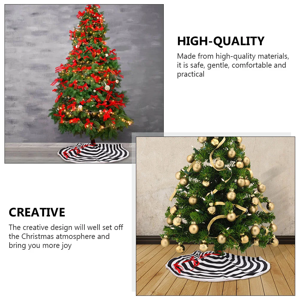 Black and White Striped Tree Skirt Xmas Decor Festival Ornament Ornaments Christmas Aprons Bottom Accessories Flannel Party