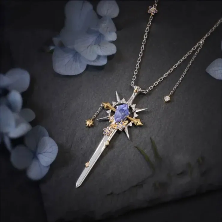colar-com-pingente-de-espada-em-dois-tons-moldura-de-estrela-fantasia-cristal-roxo-incrustado-corrente-delicada-joia-fashion-presente-para-mulheres