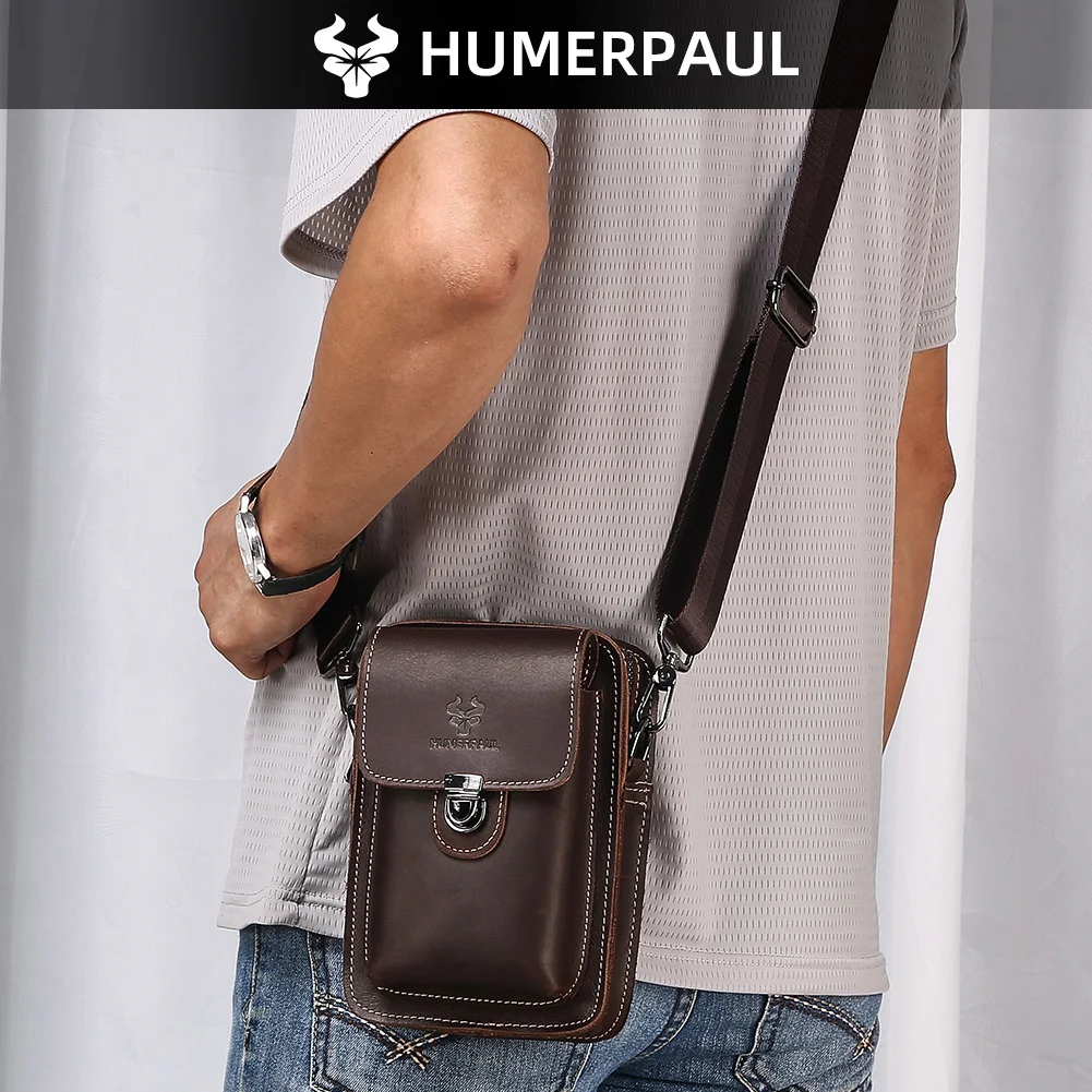 

Сумка-мессенджер HUMERPAUL из натуральной кожи, маленькая, модная, для телефона, многофункциональная, для путешествий и активного отдыха