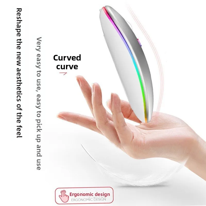 

2.4G Wireless Mouse Dual Mode Bluetooth Compatible with Mobile Phones Tablets Office Luminous Rechargeable